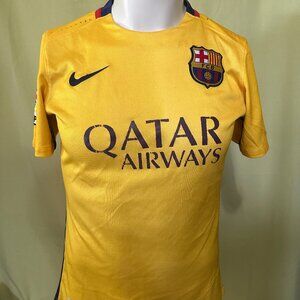 FC Barcelona Qatar Airways Soccer Jersey BEKO BARCA Yellow Nike Size Small
